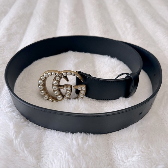 GUCCI Moon Calfskin Pearl Double G Belt - Picture 8 of 14